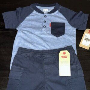 Levi Boys Blue Tee and Short set 3T